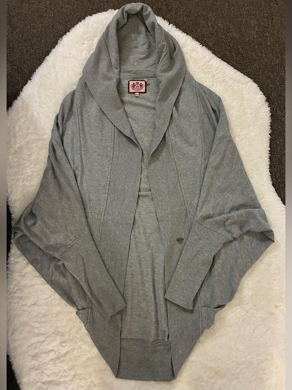 JUICY COUTURE Kaori/Kimono Style Hooded Grey Long Cardigan Size S/M